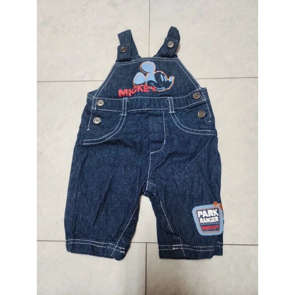 Vintage Disney Mickey Mouse Park Ranger Mickey Denim Bibs Size 0-3 Months